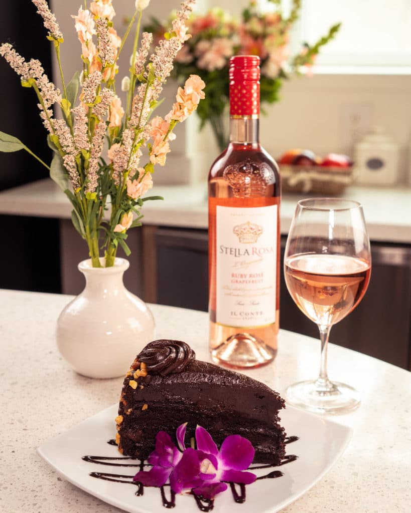 Rosé and Chocolate Cake