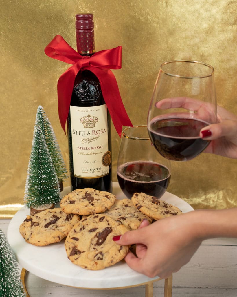 holiday cookies and wine